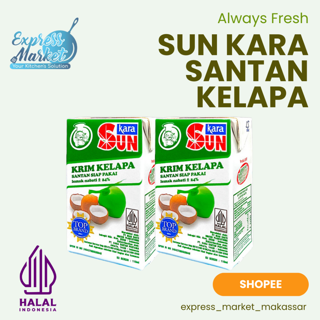

Sun Kara Santan Kelapa Instant Siap Pakai Santan Cair Kara 110ml