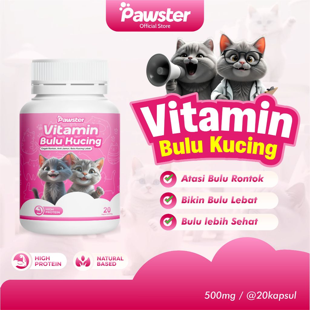Pawster Vitamin Bulu Kucing Rontok - Vitamin Bulu Kucing  - Pelebat Bulu Kucing  -  Obat Bulu Rontok