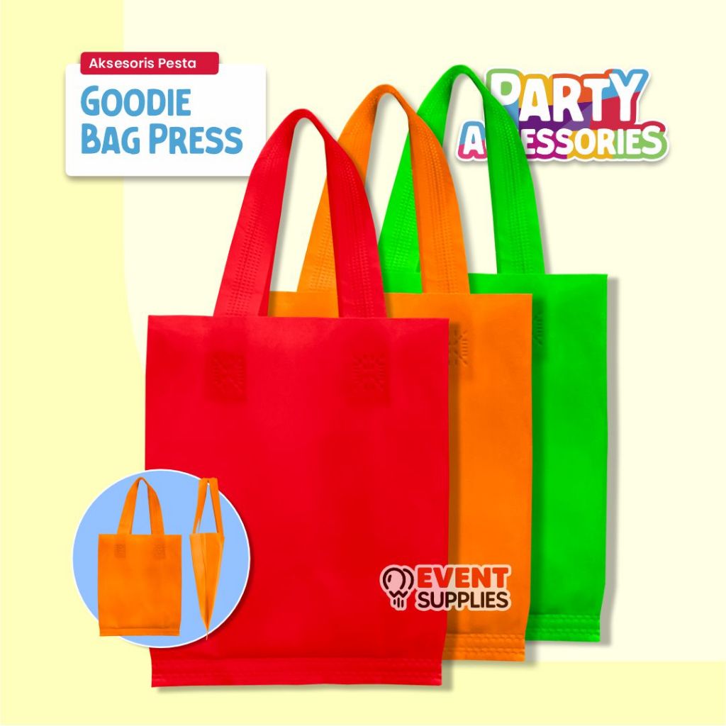 

[Satuan]Tas Goodie Bag Pres 20 x 25 x 8cm Bahan Kain Spunbond Polos