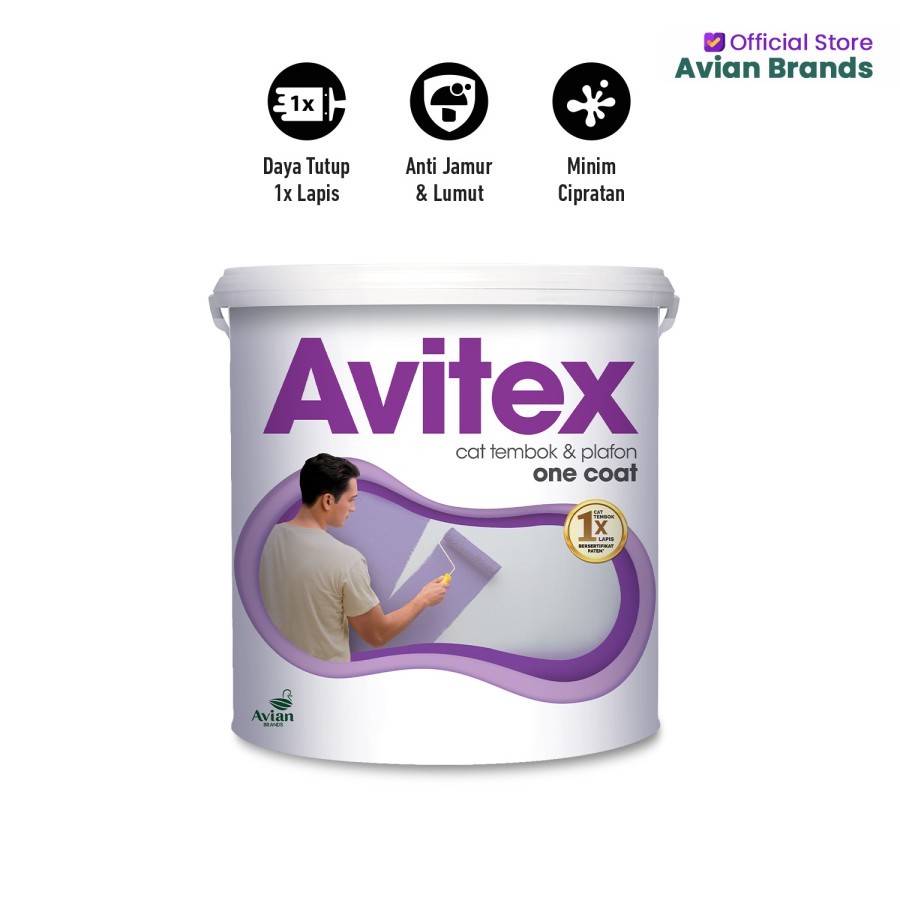 Avitex OneCoat Cat Tembok dan Plafon Super White