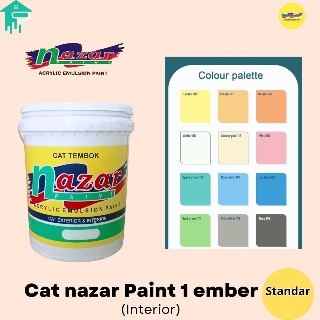 CAT TEMBOK NAZAR PAINT  KUALITAS STANDAR ISI 25 KG GRATIS EMBER