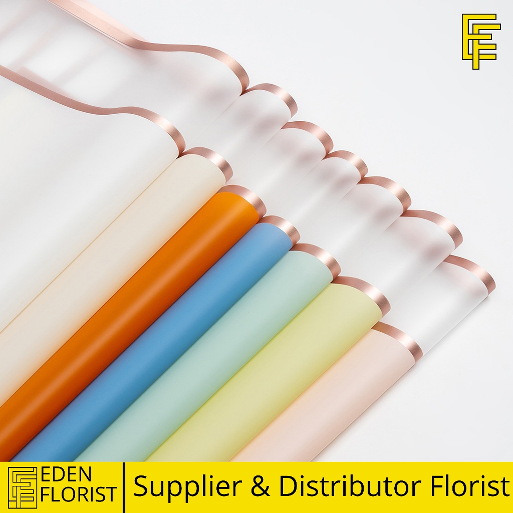 

20 LEMBAR Kertas Buket Bunga Cellophane Flower Wrapping Paper Double Frame List Gold COD KB6132
