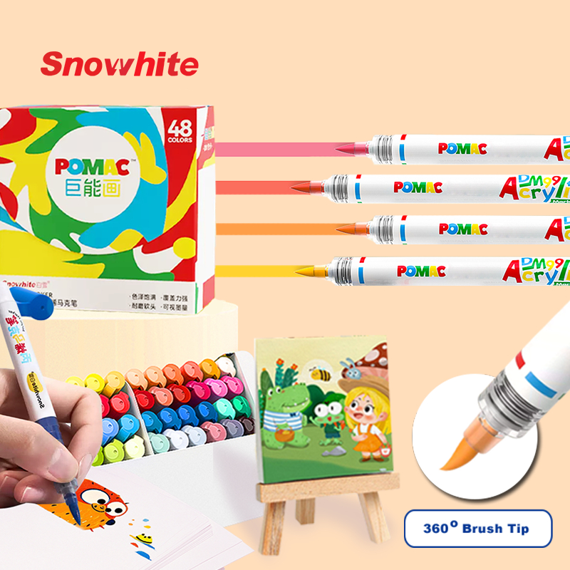 

SNOWHITE Marker Acrylic Warna 24/36/48 Spidol Akrilik Siswa Sekolah Spidol DIY Painting Waterproof Cepat Kering MW007