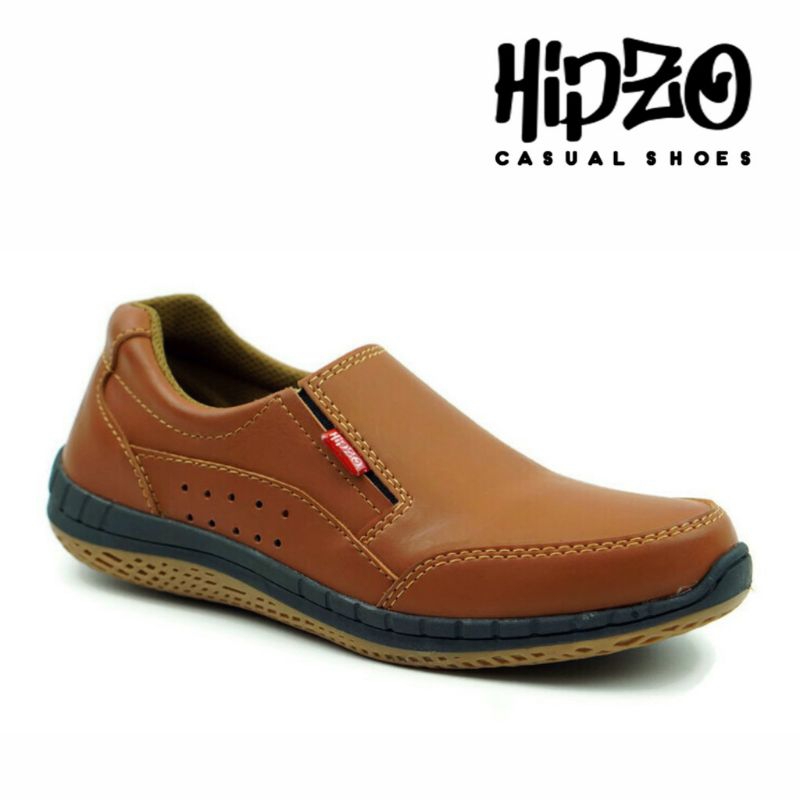 HIPZO Slip On Pria Kulit Sepatu Pantofel Formal Sepatu Casual Sepatu Kerja Shoes Kuliah