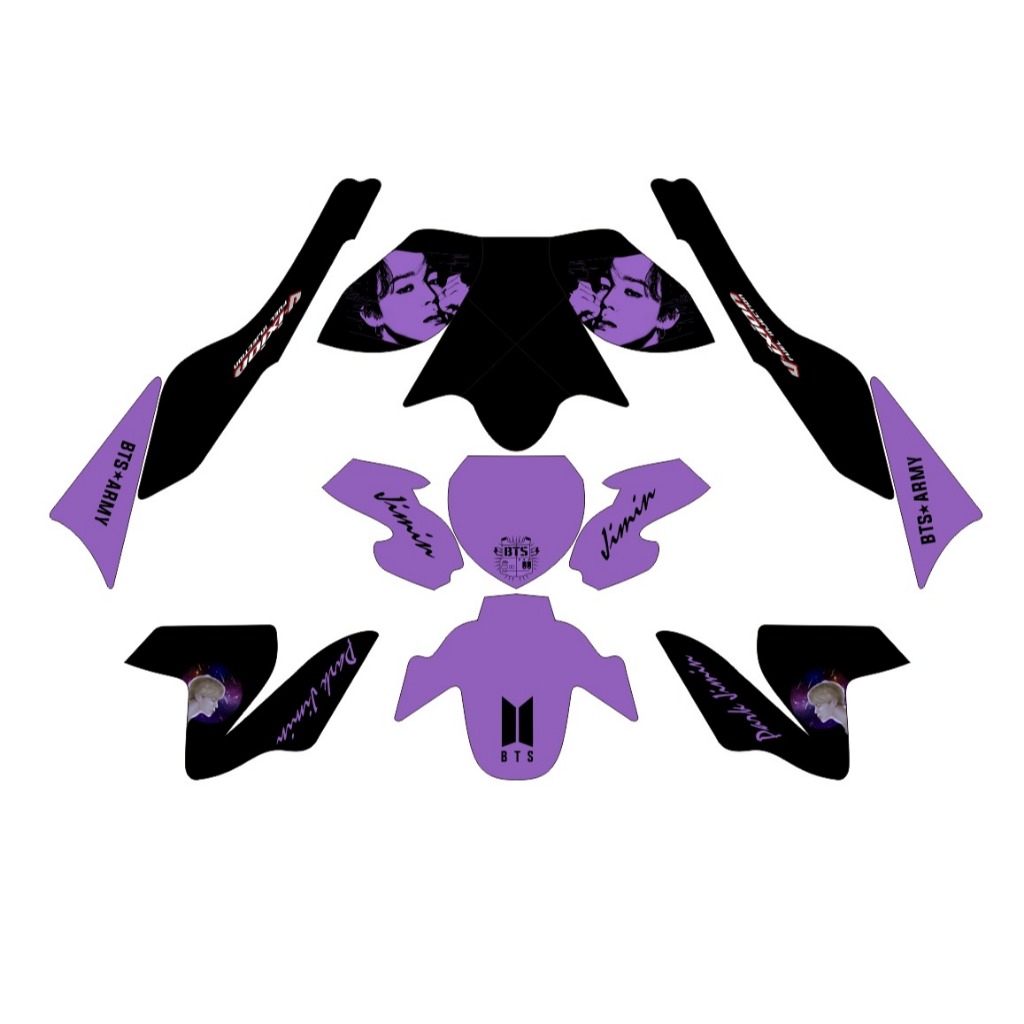 dekal variasi sticker fullbody striping decal VIXION NVL motif anime merah hitam putih D-D2-003