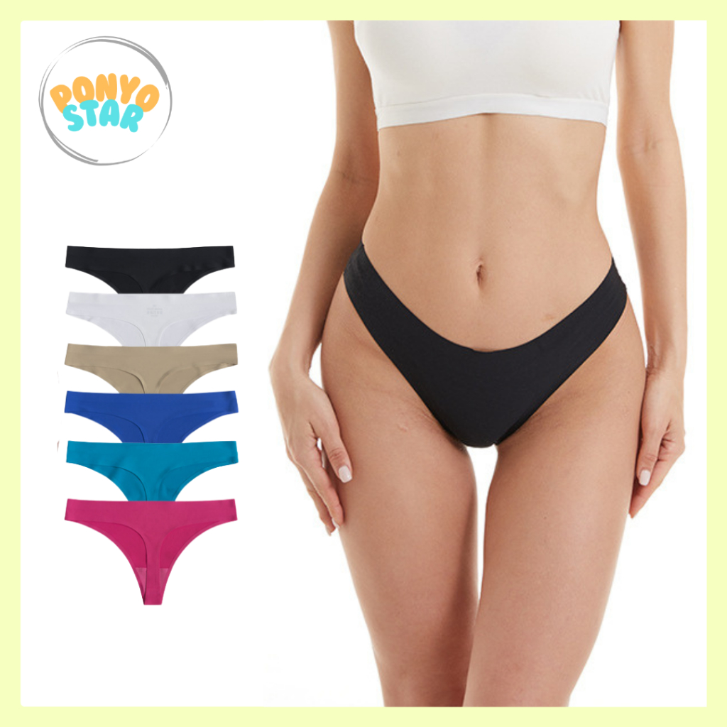 348 Celana Dalam Wanita Sexy Thong Seamless CD Perempuan G String Dingin Lapis Katun