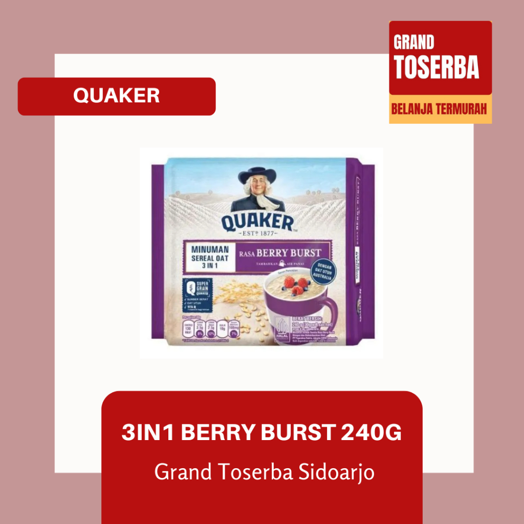 

QUAKER OATMEAL 200gr - 800gr / MENU SARAPAN SEHAT/ MINUMAN SEREAL OAT 3IN1