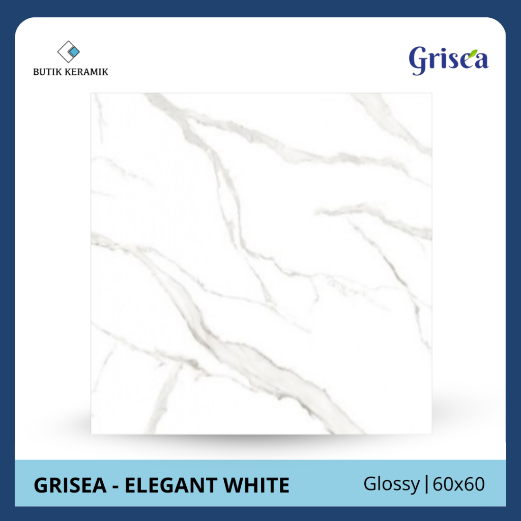 Granit 60x60 Glossy | Grisea | Elegant White | Glossy | Grade A | Keramik Lantai I Granit | Geranit 