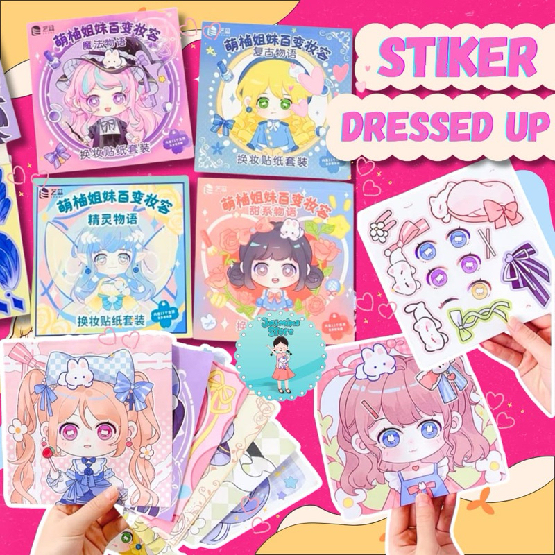 Buku stiker dress up princess ganti kostum lucu sticker change make up cute girl/Mainan edukasi gant