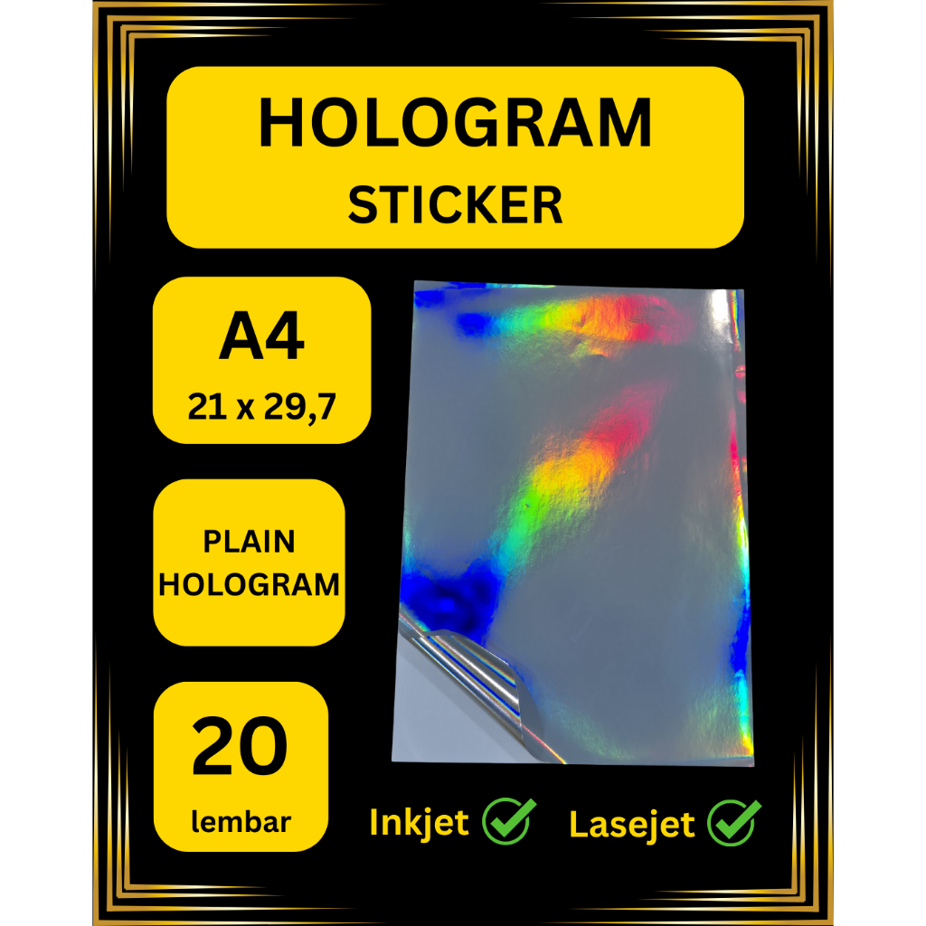 

STICKER HOLOGRAM PET INKJET LASERJET A4 20 lbr PROMOSI PREMIUM