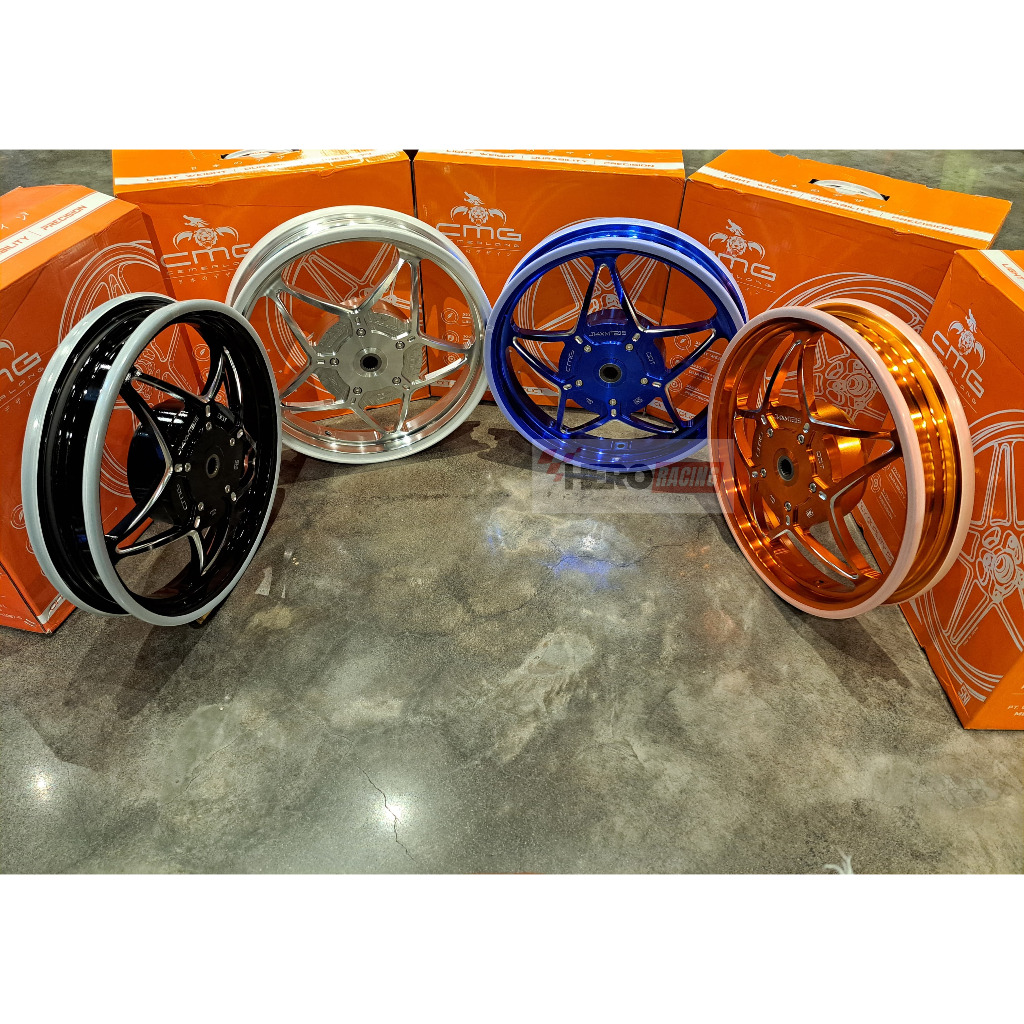 VELG CMG MG5 V1 185/215 RING 14 PELEG MOTOR HITAM SILVER BIRU ORANYE VELEG MIO M3 XEON MIO SPORTY