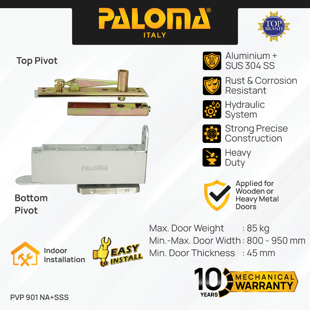 PALOMA PVP 901 Engsel Pintu Hinge Pivot Putar Tanam Lantai Kayu Baja Hinges Door Hydraulic Hidrolik 
