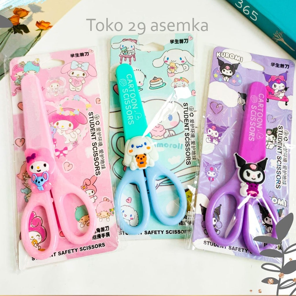 

GUNTING SANRIO + PELINDUNG CARTOON SCISSORS WARNA WARNI FULL COLOR ALAT PEMOTONG KARAKTER COD