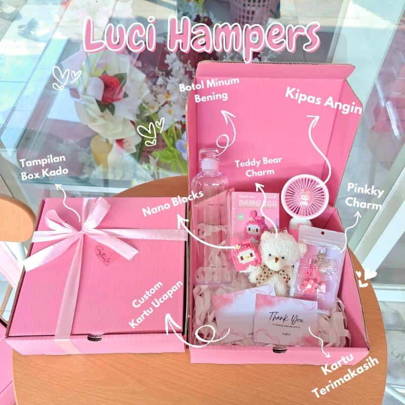 

NEW PRODUK | LUCI HAMPERS | Luci Pink Package Kado Ulang tahun Cewek/Cowok Hadiah Bermanfaat Lucu Birthday Gift Box Wanita/Pria Pacar Sidang Sempro Wisuda Pernikahan Anniversary