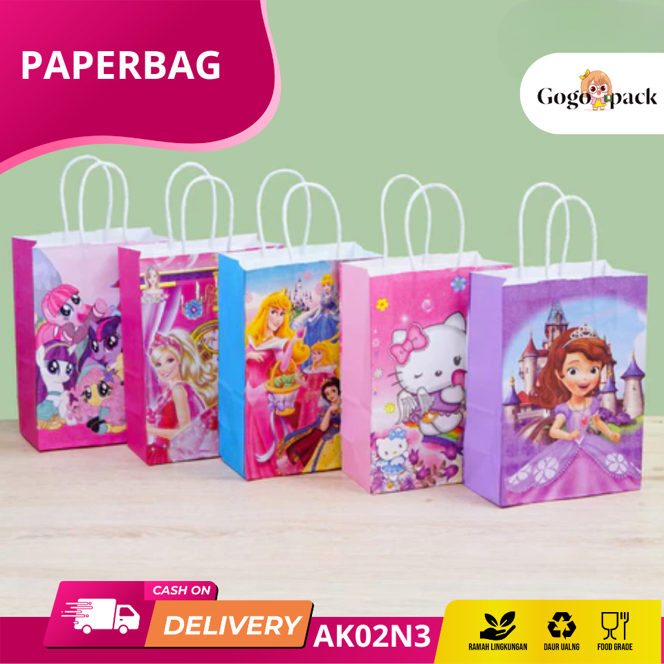 

Paper Bag Kantong Kertas Kraft Motif Princes Little pony / Goodie Bag Kraft Hampers Souvenir Ulang Tahun Anak Motif Princess sofia I AK02N3