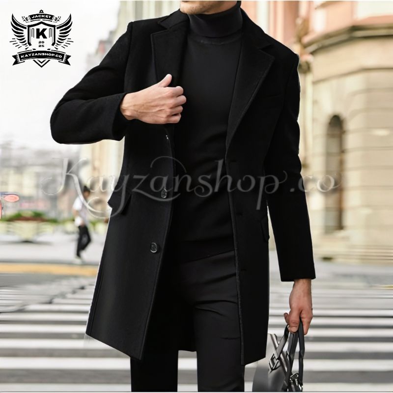 Jaket Jas Blazer Jubah Panjang Pria Longcoat Pria Katun Fleece Premium
