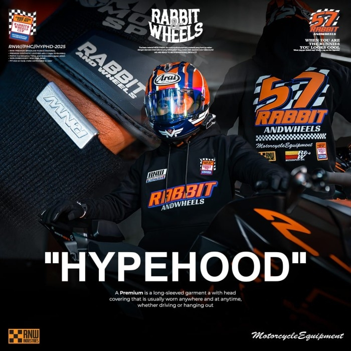 HYPEHOOD Hoodie Rabbit And Wheels SIGAR EQUINOX BLACK PANDA - Casual Hoodie RNW QUIET Jaket UNINTEND