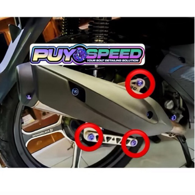 Baut Knalpot Aerox Nmax Titanium GR5 isi 3 baut