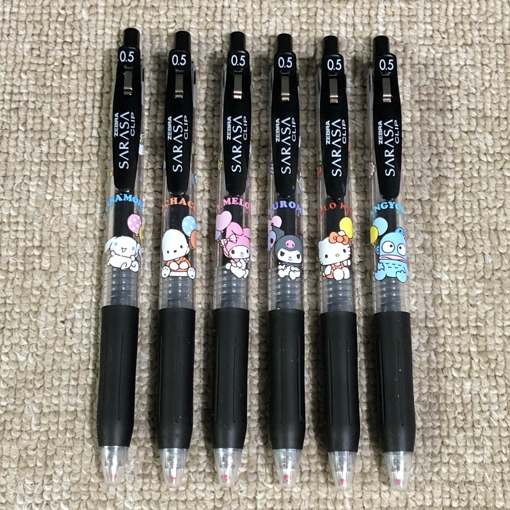 

Zebra Sarasa Sanrio MIxed Set of 6 My Melody Kuromi Cinnamoroll Gel Ink Pen 0.5mm Pulpen Limited Edition