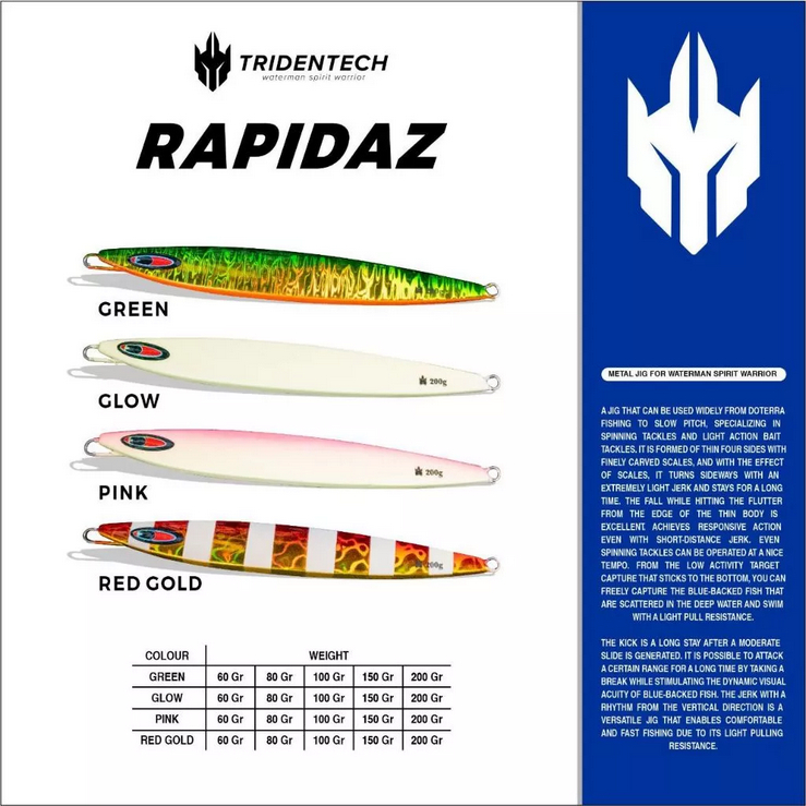 Metal Jig Tridentech Rapidaz - 60/80/100/150/200 Gram