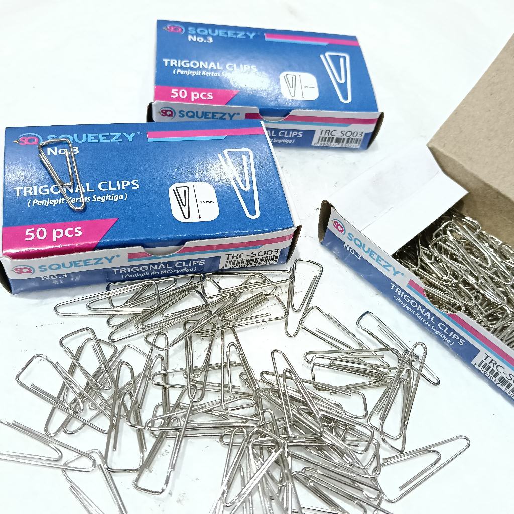 

TRIGONAL CLIPS NO 3 SQUEEZY PAPER KLIP PENJEPIT KERTAS SEGITIGA ISI 50 PCS