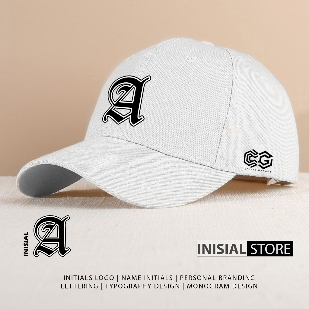 topi basball/trucker inisial huruf gotik topi pria wanita dewasa topi trendy topi anak muda topi ana