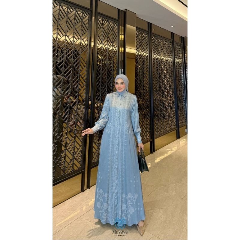 Aretha Dress by Mazaya Fashion Original - Dress dengan Bahan Silk Signature Printing Mazaya