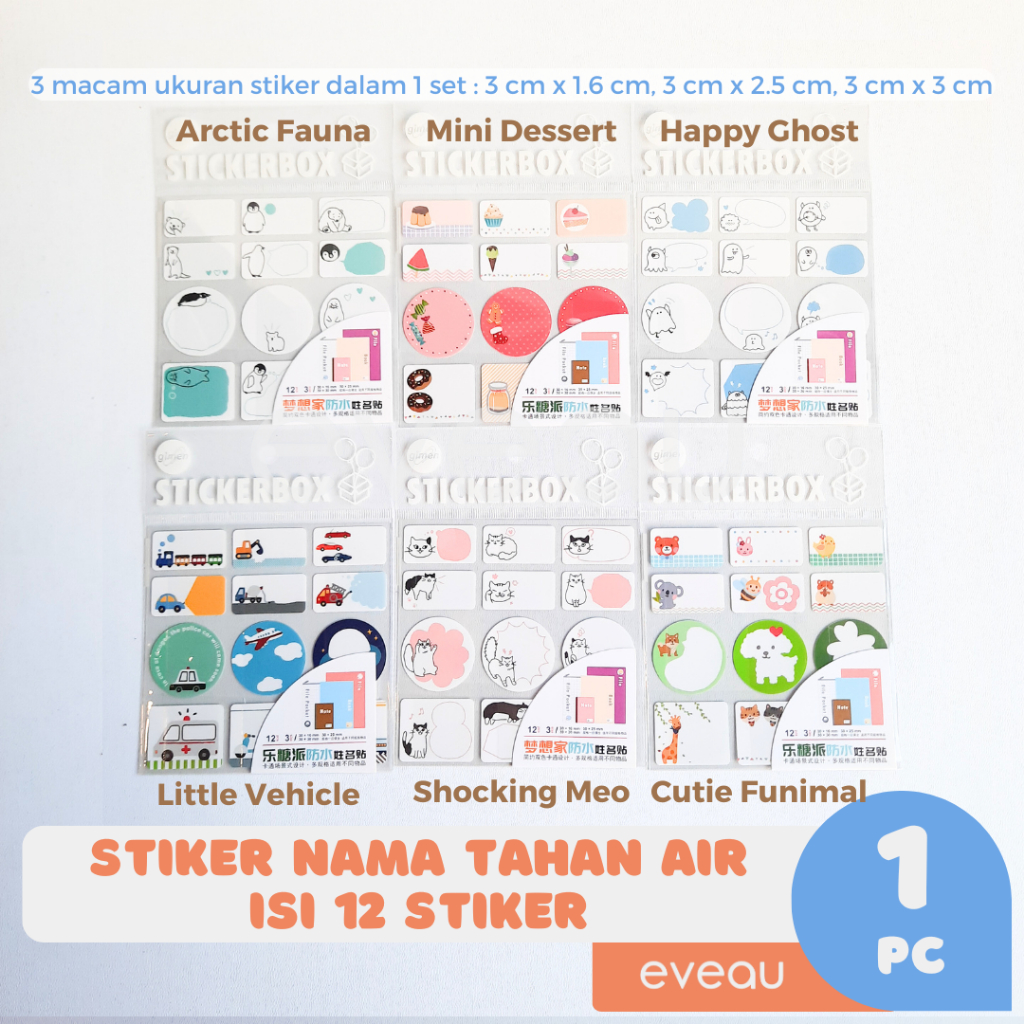 

Name Sticker Stiker Nama Tahan Air Anak Isi 12 Stiker Dekorasi Kreatifitas Tempel Hewan Kendaraan Monster Kue Dunia Es Kucing Anjing Mobil Waterproof Anti Air Label