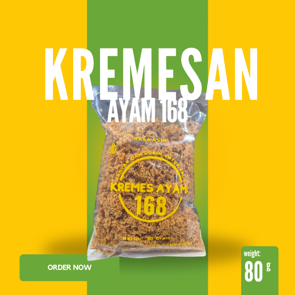 

Kremesan Ayam 168 Kremes Kriuk Gurih Pelengkap Lauk Nasi Oleh-oleh Khas Salatiga