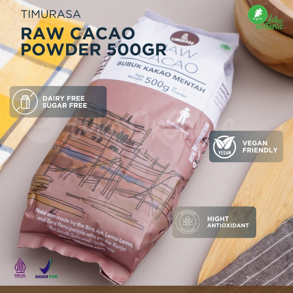 

Timurasa Raw Cacao Powder (500gr) | Kakao Bubuk 100% Asli, Bubuk Kakao Murni, Dark Raw Cacao, Bubuk Kakao Mentah