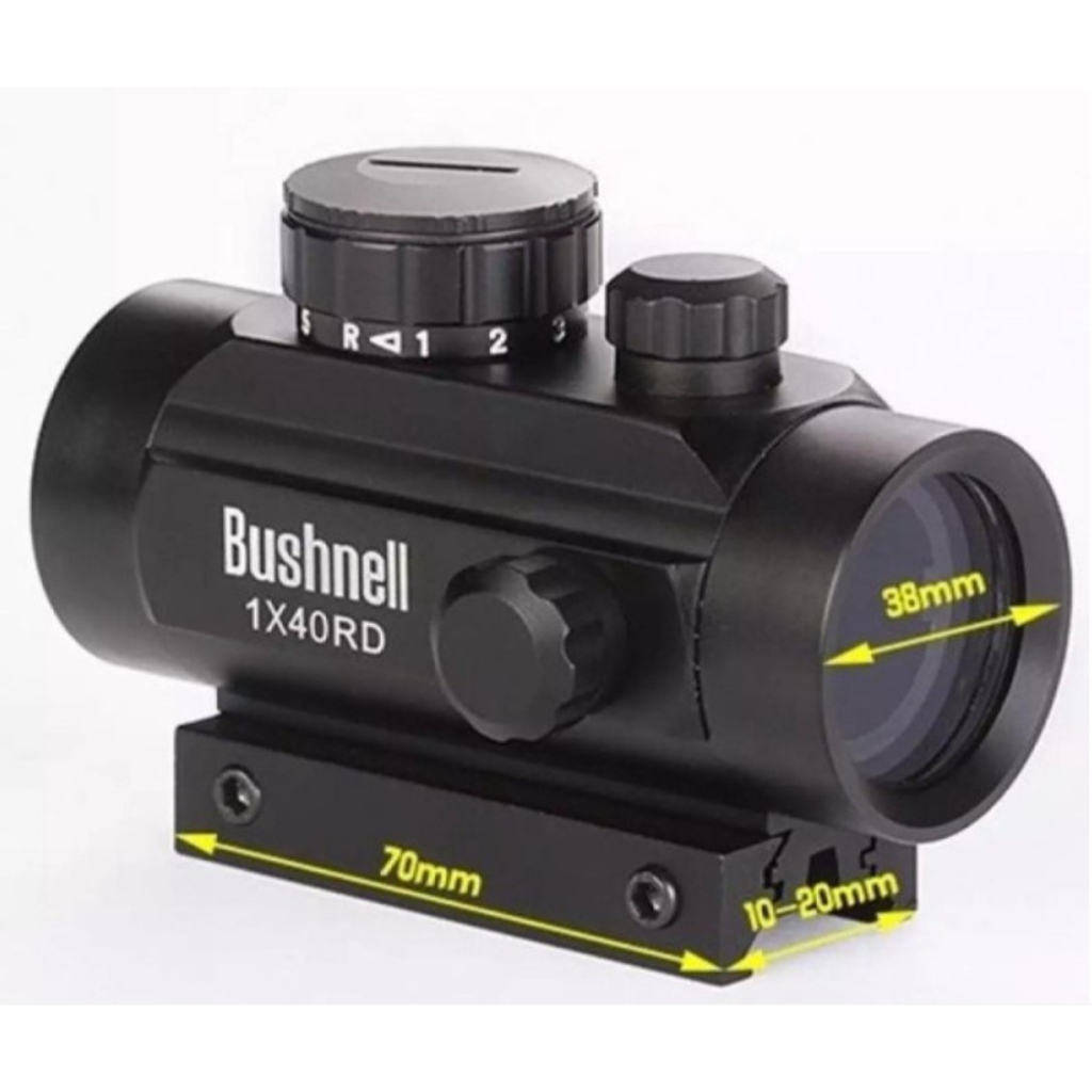 Teleskop telescope red dot bushnell 1x40 rd merah dan hijau