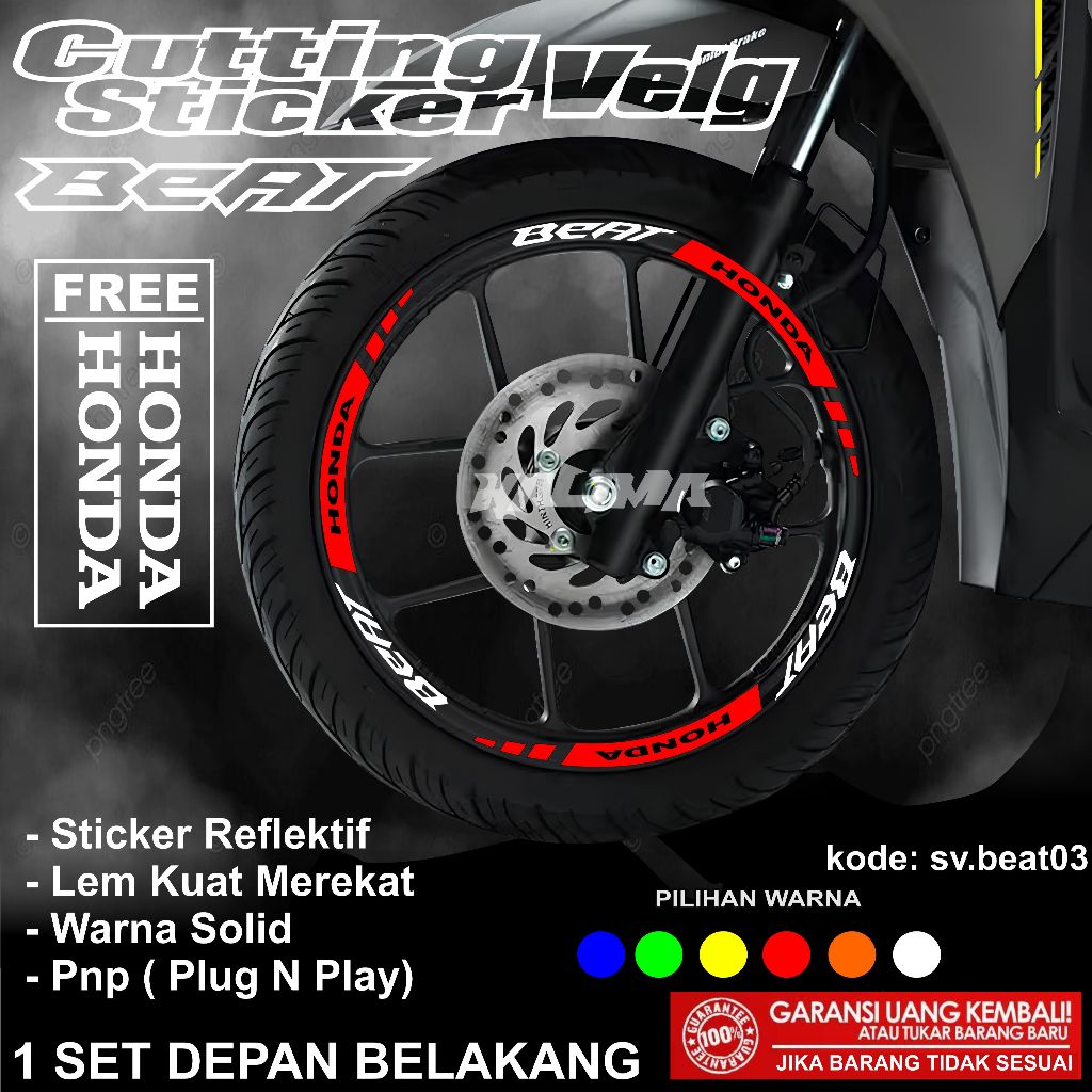 Cutting Stiker Sticker Lis List Roda Motor HONDA BEAT - Aksesoris Motor Stiker Lis ALL BEAT Schotlit