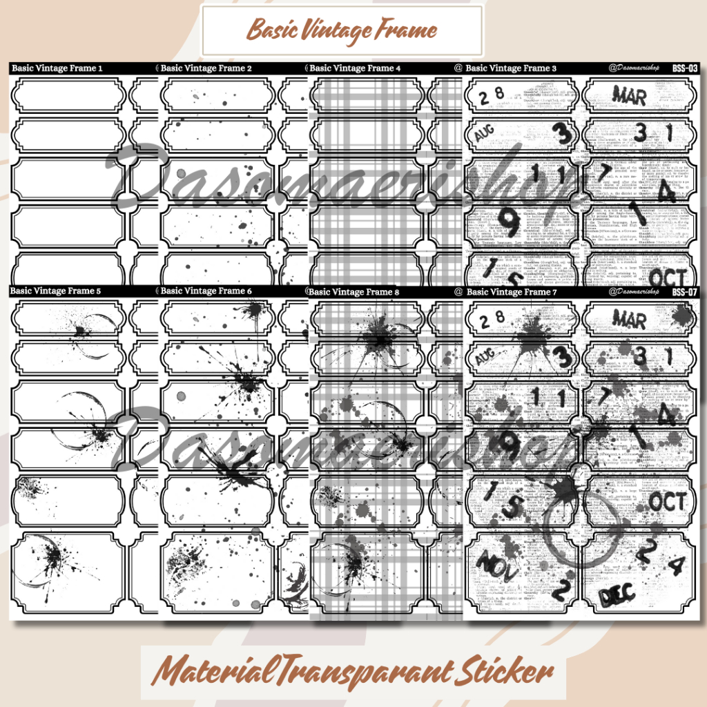 

Sticker Basic Vintage Stiker Vintage Dekorasi Journaling Scrapbook Handmade by Dasomaerishop