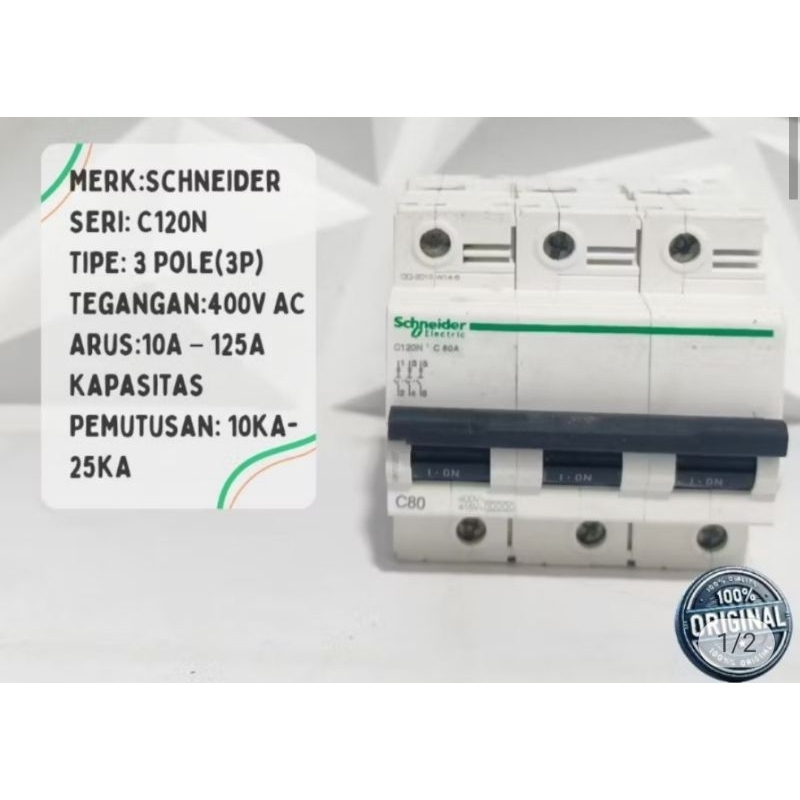 MCB Schneider 3phase C120N 100A 80A 125A 10k