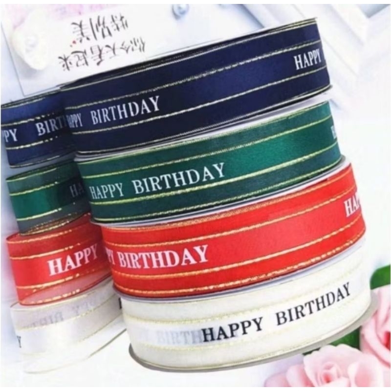 

Pita Organdi Ribbon 2,5cm Pita Motif 5 yard(4,5cm) Pita Happy Birthday Organza Ribbon 25mm DIY Craft Grossgrain Tapes Card Wrapflowet Bouquet Dekorasi Kado