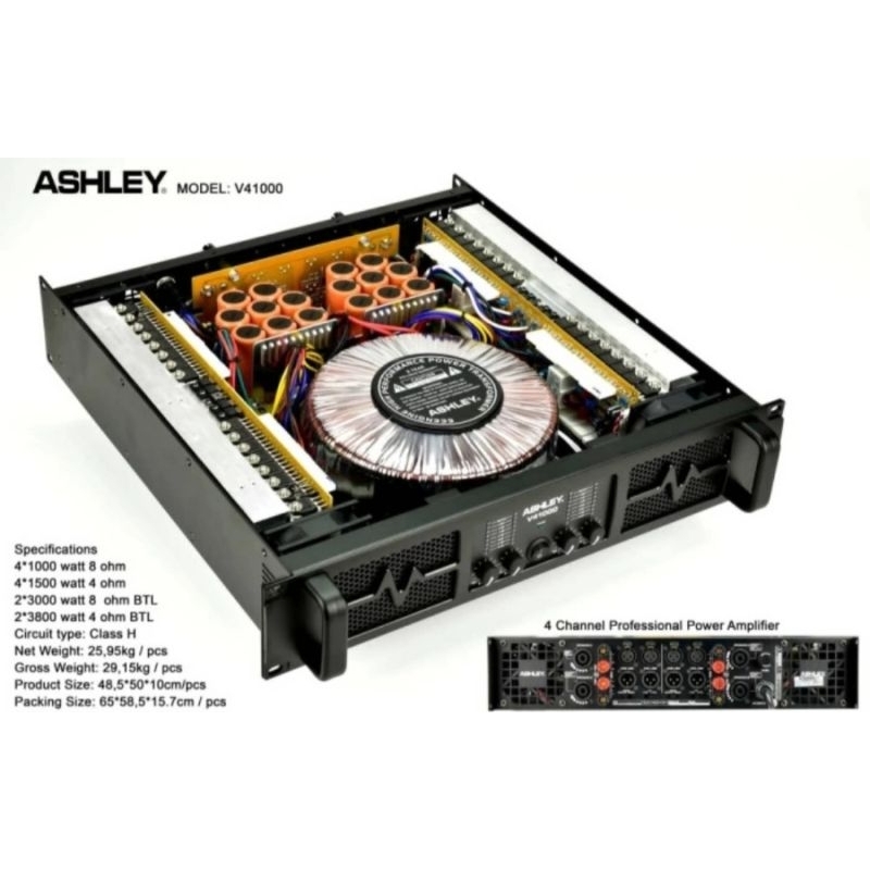 Power amplifier ashley v41000 CLASS H 4 channel 1000 x 4 original