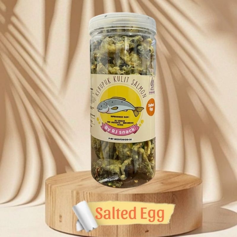 

Keripik Kulit Ikan Salmon Salted Egg/ Fish Skin Kemasan Toples Besar