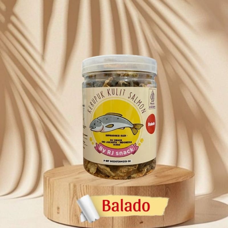 

Kerupuk Kulit Ikan Salmon Rasa Balado || Fish Skin Chips Salmon 110gr Balado