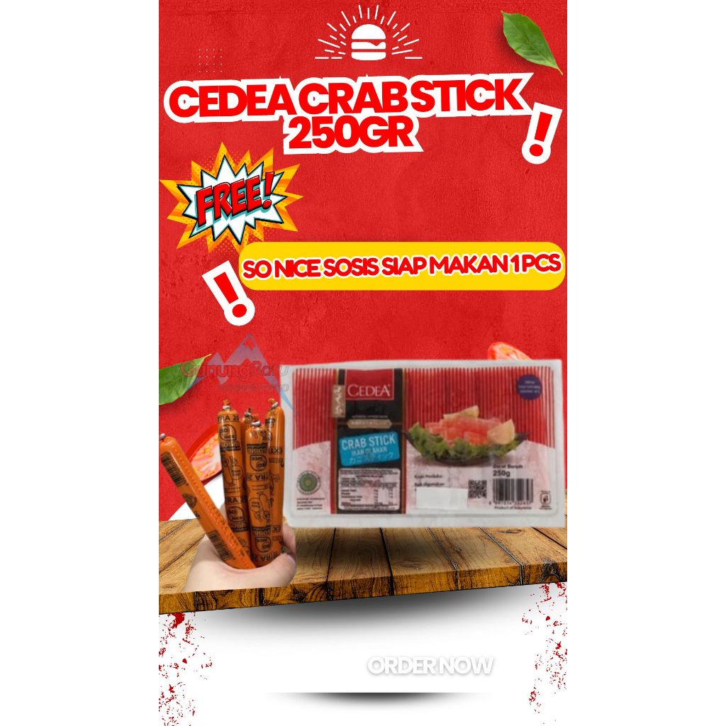 

CEDEA CRAB STICK ( STICK IKAN RASA KEPITING ) 250 GRAM
