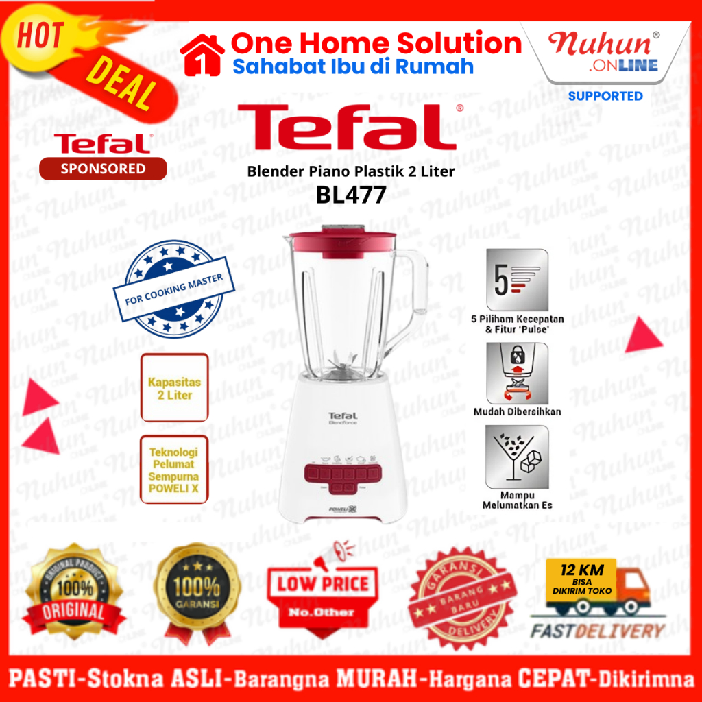 Tefal Blender BL477 Uno Piano Plastik 2 Liter