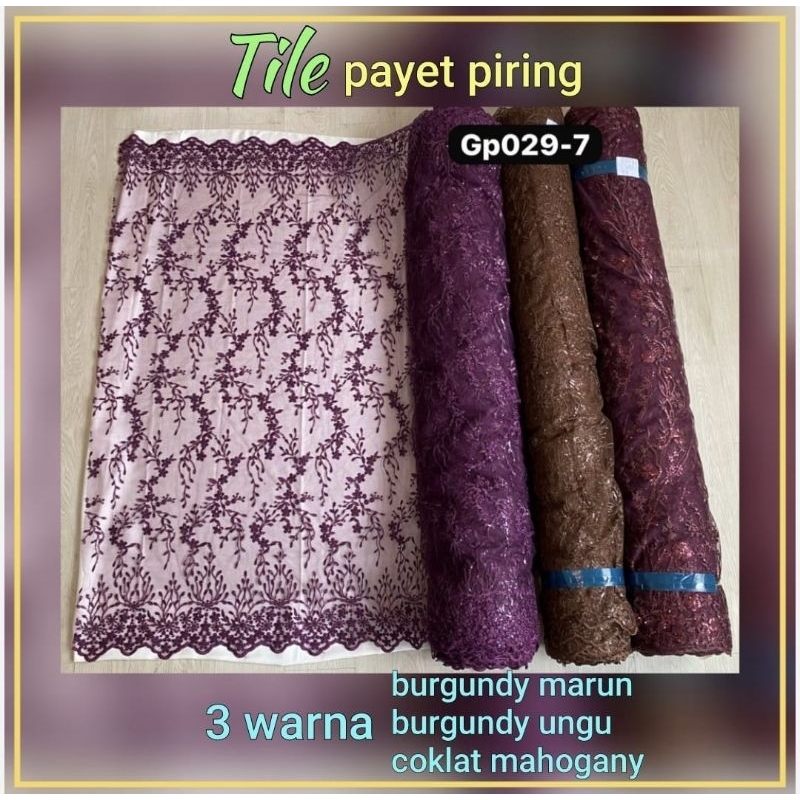 TILE PAYET PIRING - tile brukat - tile bordir - tile mewah - brukat bordir - tile wisuda - brukat