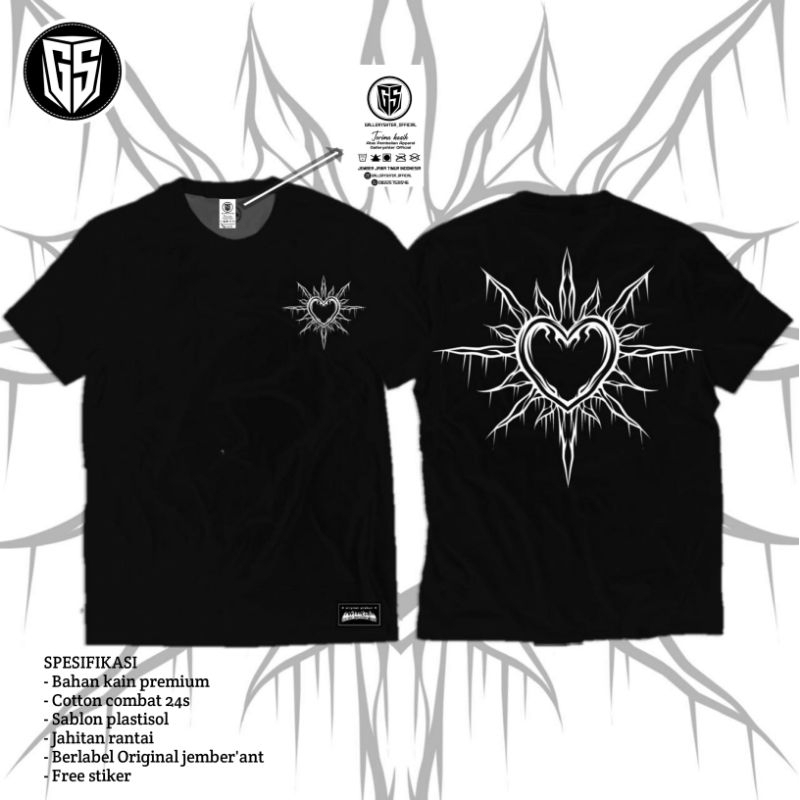 KAOS DESAIN HATI BERSINAR SIMPLE