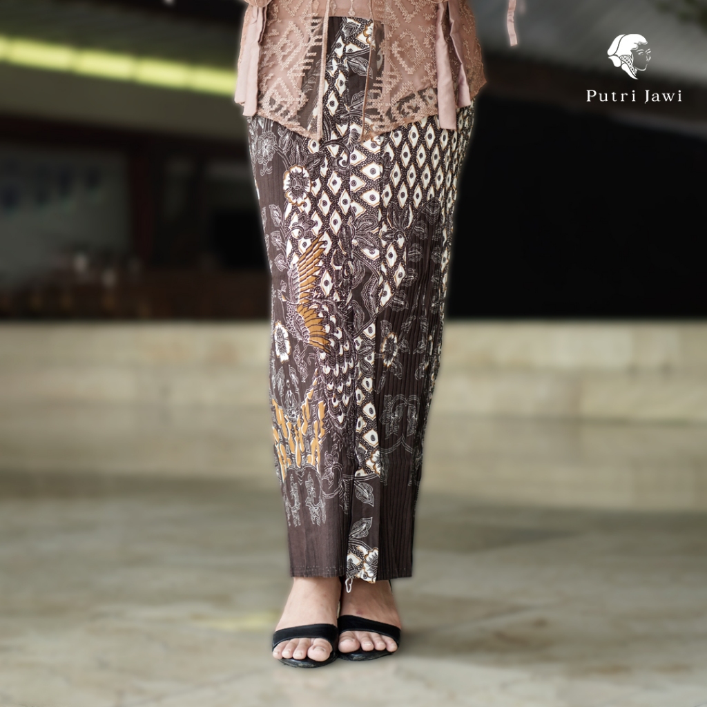 Putri Jawi Official -  Rok Plisket Motif Batik Bahan Polymicro Rok Bawahan Kebaya Lamaran Kondangan