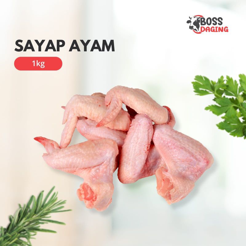 

Sayap Ayam 1kg Chicken Wings Utuh & Bersih / Full Wings - Boss Daging