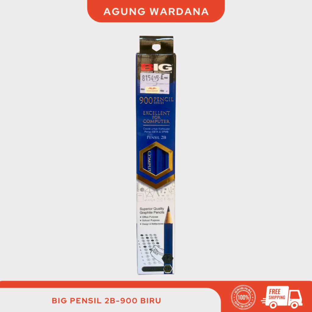 

BIG PENSIL 2B 900 PENCIL SERIES EXCELLENT FOR COMPUTER BIRU ISI 12