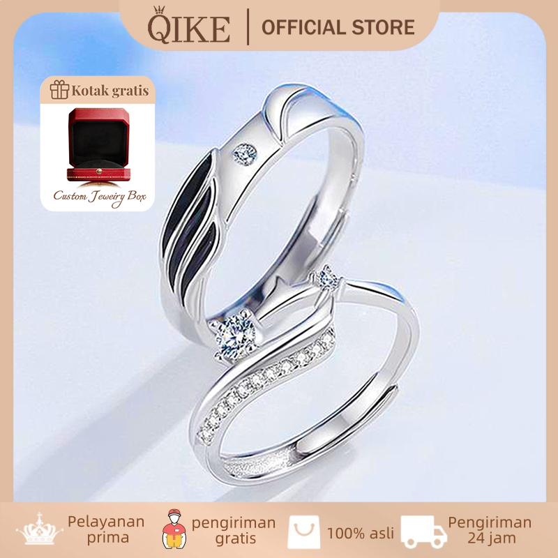 【Kotak Gratis】Cincin Pasangan Adjustable Anti Karatan Anti Menghitam Desain Unik  Simbol Cinta Abadi