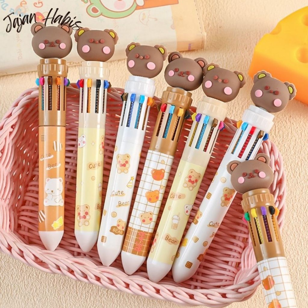 

JABIS Pena 10 Warna Karakter Bear - Pulpen Gel Warna Warni Untuk Sekolah dan Kantor