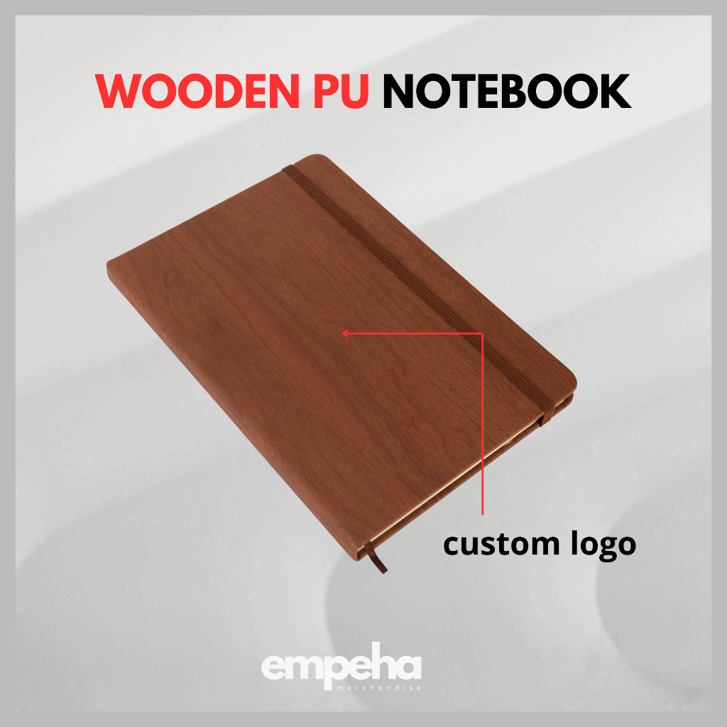 

Note Personal Book Custom Logo | Cover PU Kayu | Promosi Merchandise | NBWD01.E