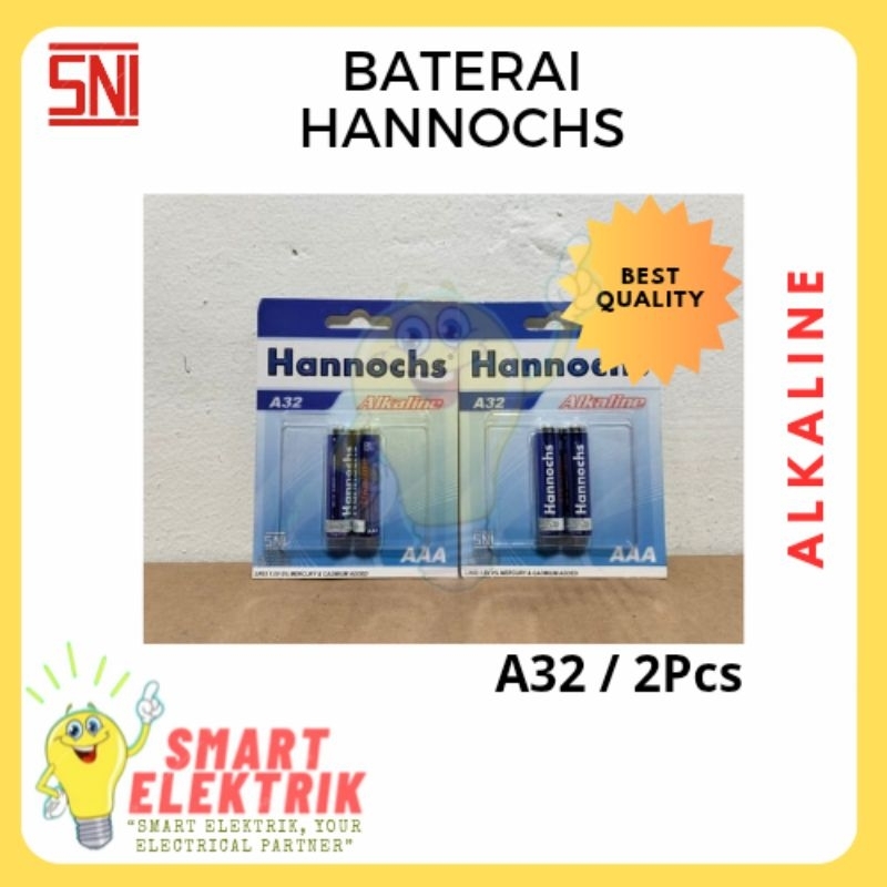 HANNOCHS ALKALINE - Baterai AAA [ A32 ] / Batu Battery Alkaline / Batu Batrei Per Pcs
