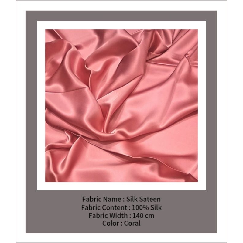 JAHAN-ARA™ - BLP - Coral - Silk Fabric - Kain Satin - Kain Silk - Kain Sutra - Kain Satin Premium - 